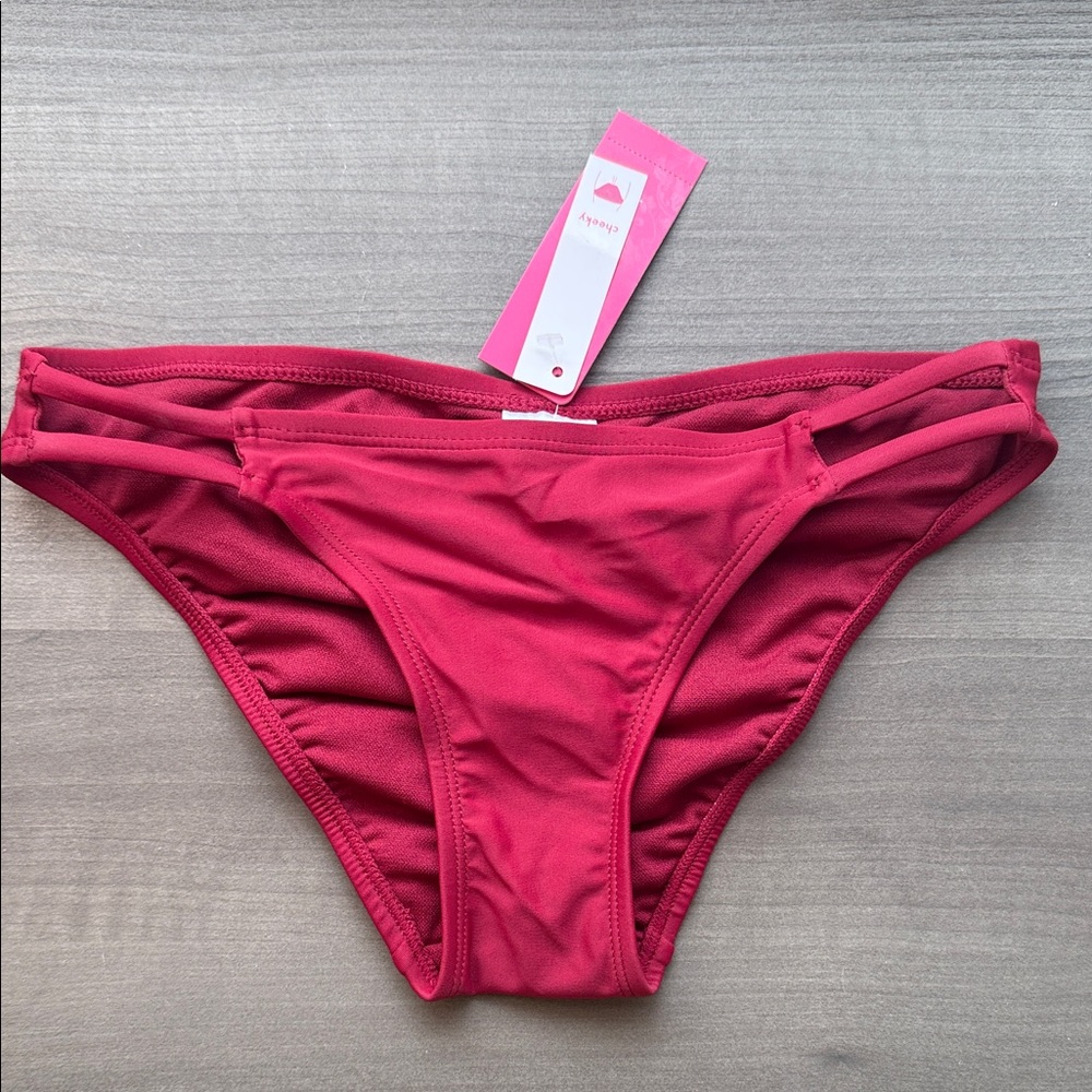 Xhilaration Magenta Bikini Bottom with Center Ruching